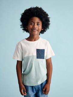 Jongens-T-shirt, poloshirt, souspull-T-shirt-Colorblock jongensshirt met korte mouwen