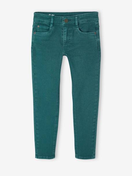 Gekleurde slim fit MorphologiK MEDIUM jongens beige+grijsblauw+groen+leiblauw+nachtblauw+smaragdgroen+terracottategel - vertbaudet enfant 
