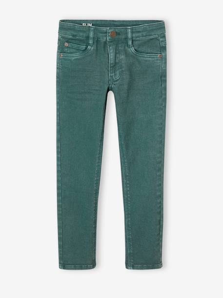 Gekleurde slim MorphologiK FIN jongens beige+grijsblauw+leiblauw+nachtblauw+smaragdgroen+terracottategel - vertbaudet enfant 