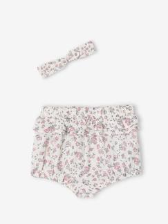 Baby-Short-Geboorteset gebloemde bloomer en hoofdband