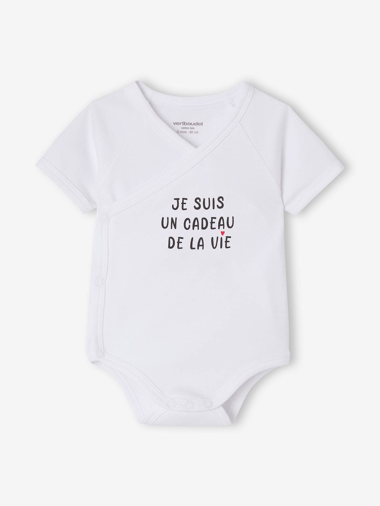 Body met korte mouwen en opschrift wit