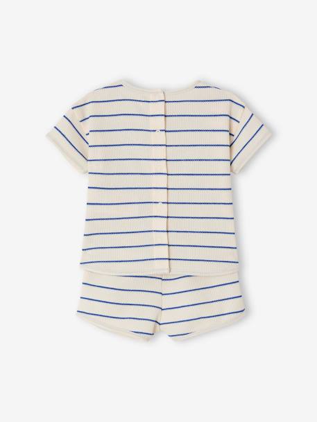Geboorteset honingraatmotief T-shirt en short ecru - vertbaudet enfant 