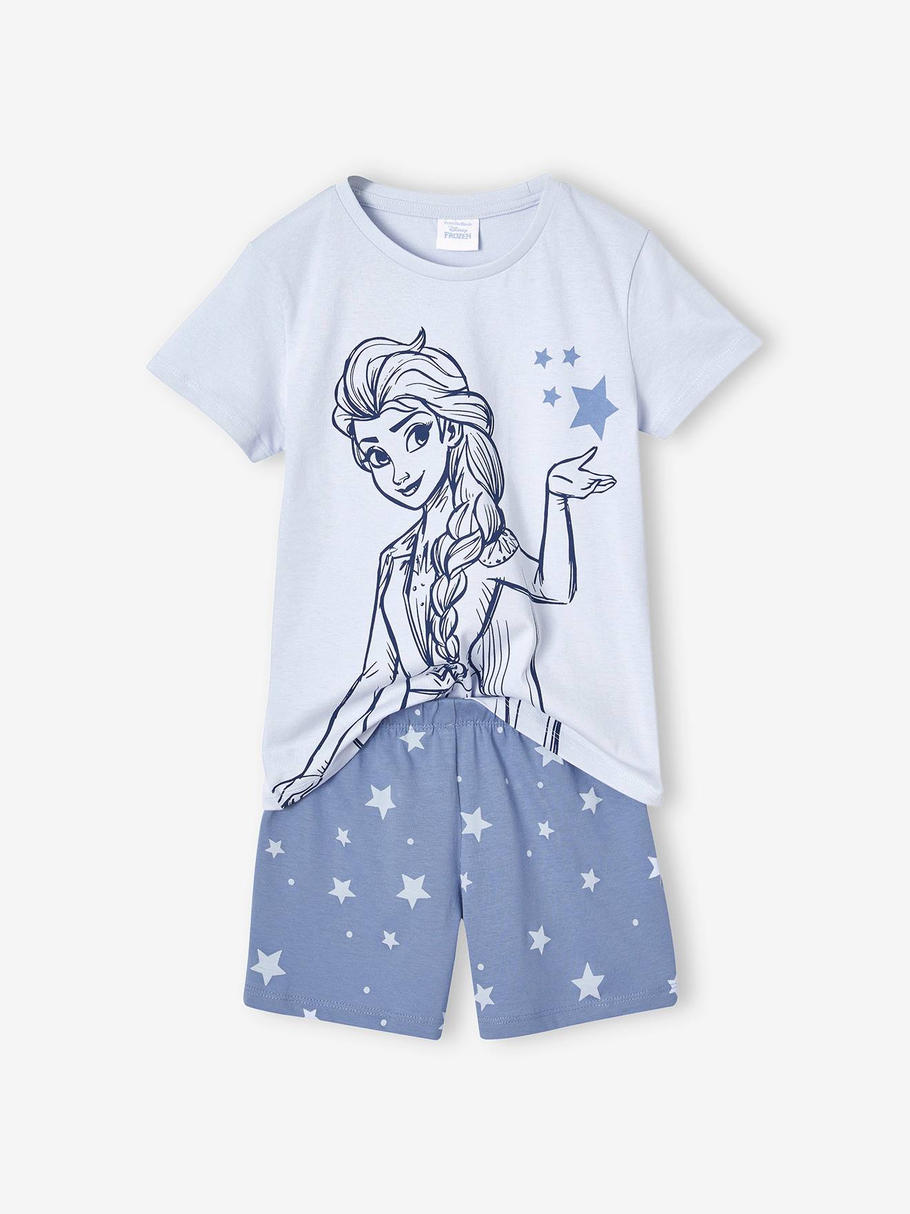 Mädchen Sommer-Schlafanzug Disney DIE EISKÖNIGIN mit Elsa und Sternen hemelsblauw