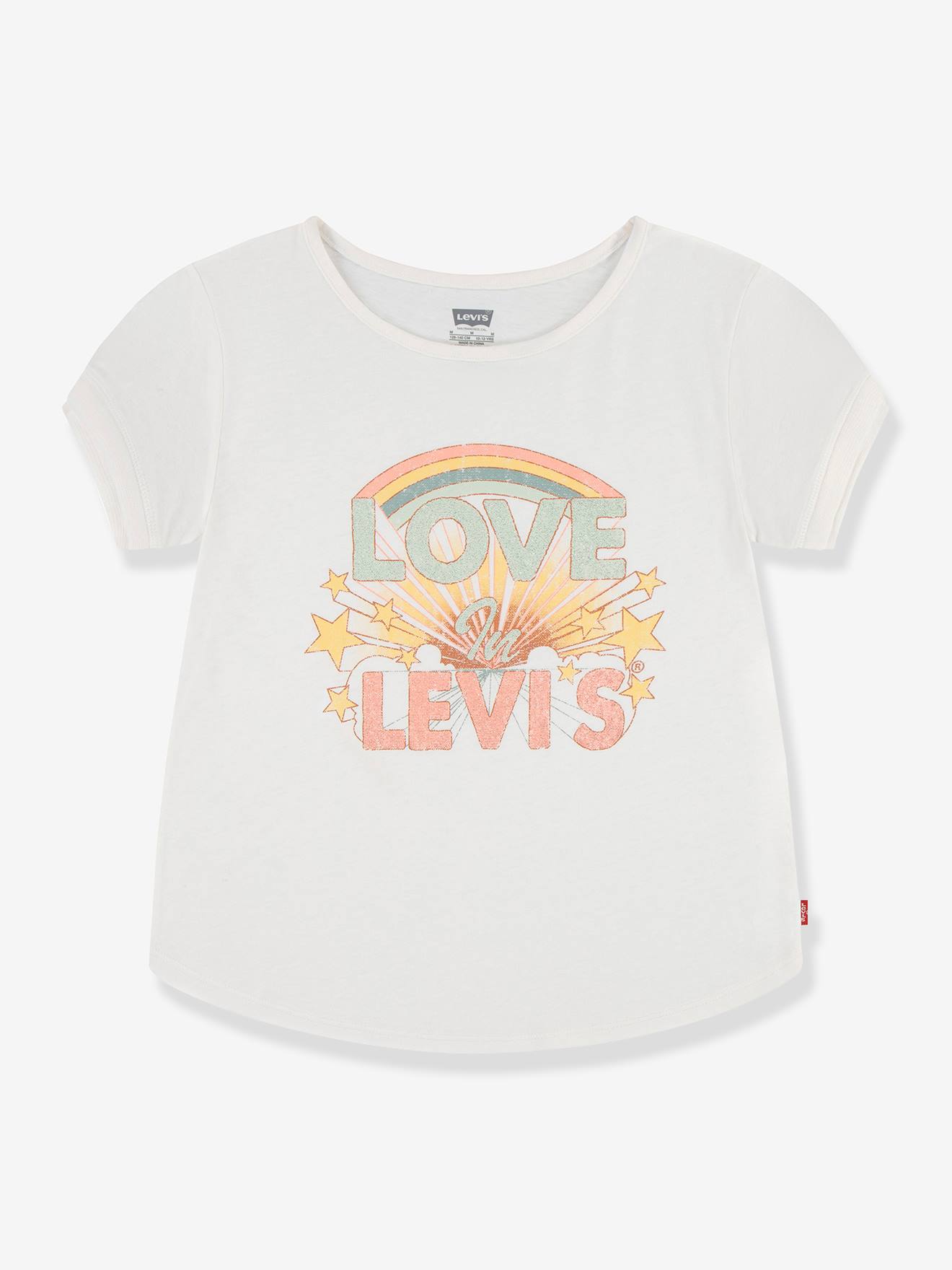 T-shirt regenboog dubbele manchet LEVI'S details met pailletten ecru afbeelding