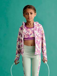 Sport sweatshirt met rits en bloemenprint in technisch materiaal  - vertbaudet enfant