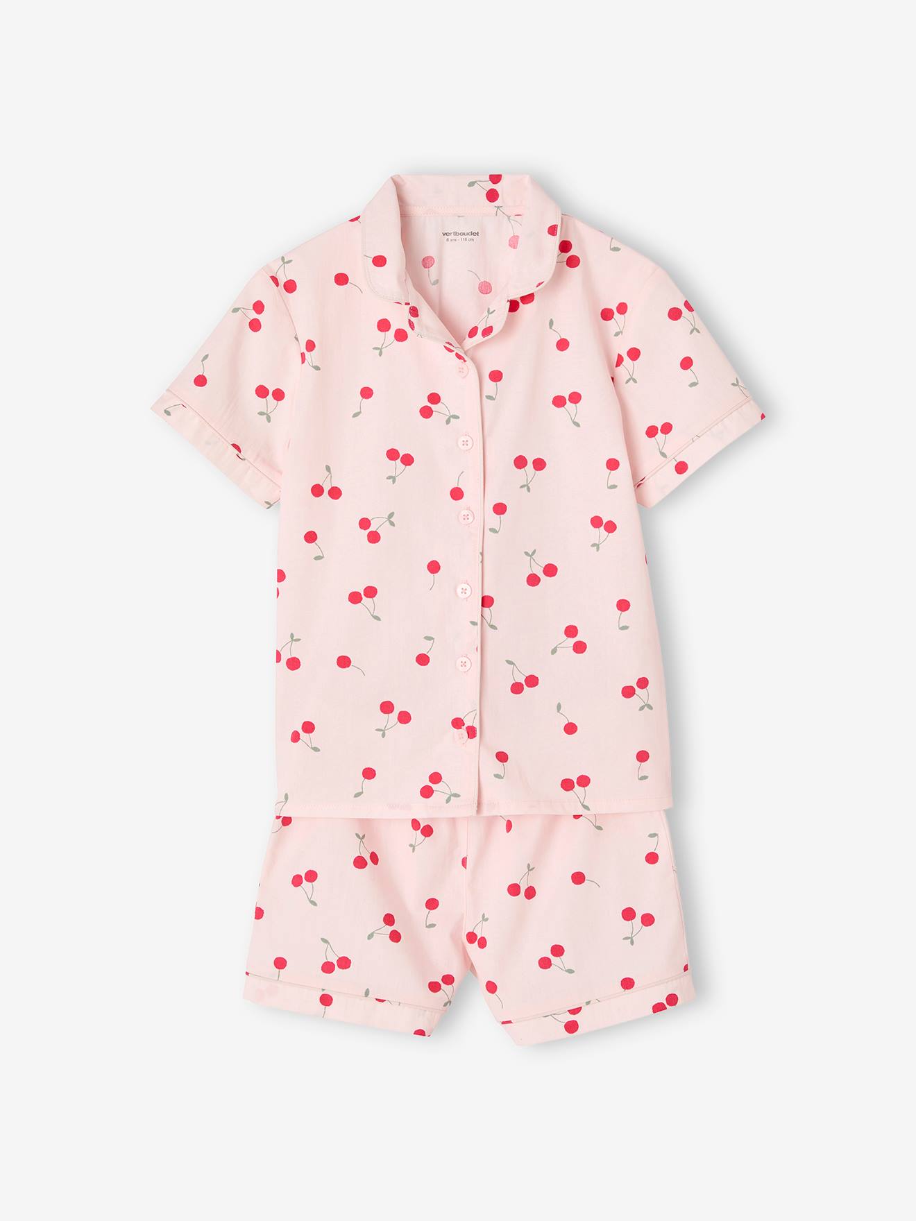 Pyjama voor meisjes in popeline Cherry lichtroze