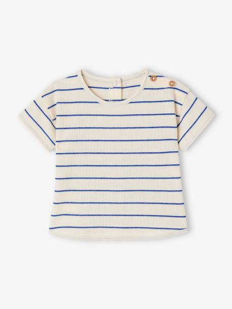 Geboorteset honingraatmotief T-shirt en short ecru - vertbaudet enfant 