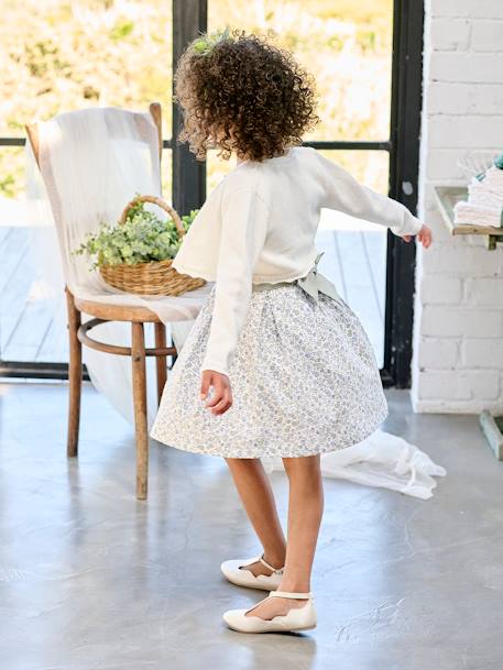 Kort meisjesvest met stikseldetails ecru+grijsblauw+lichtroze - vertbaudet enfant 