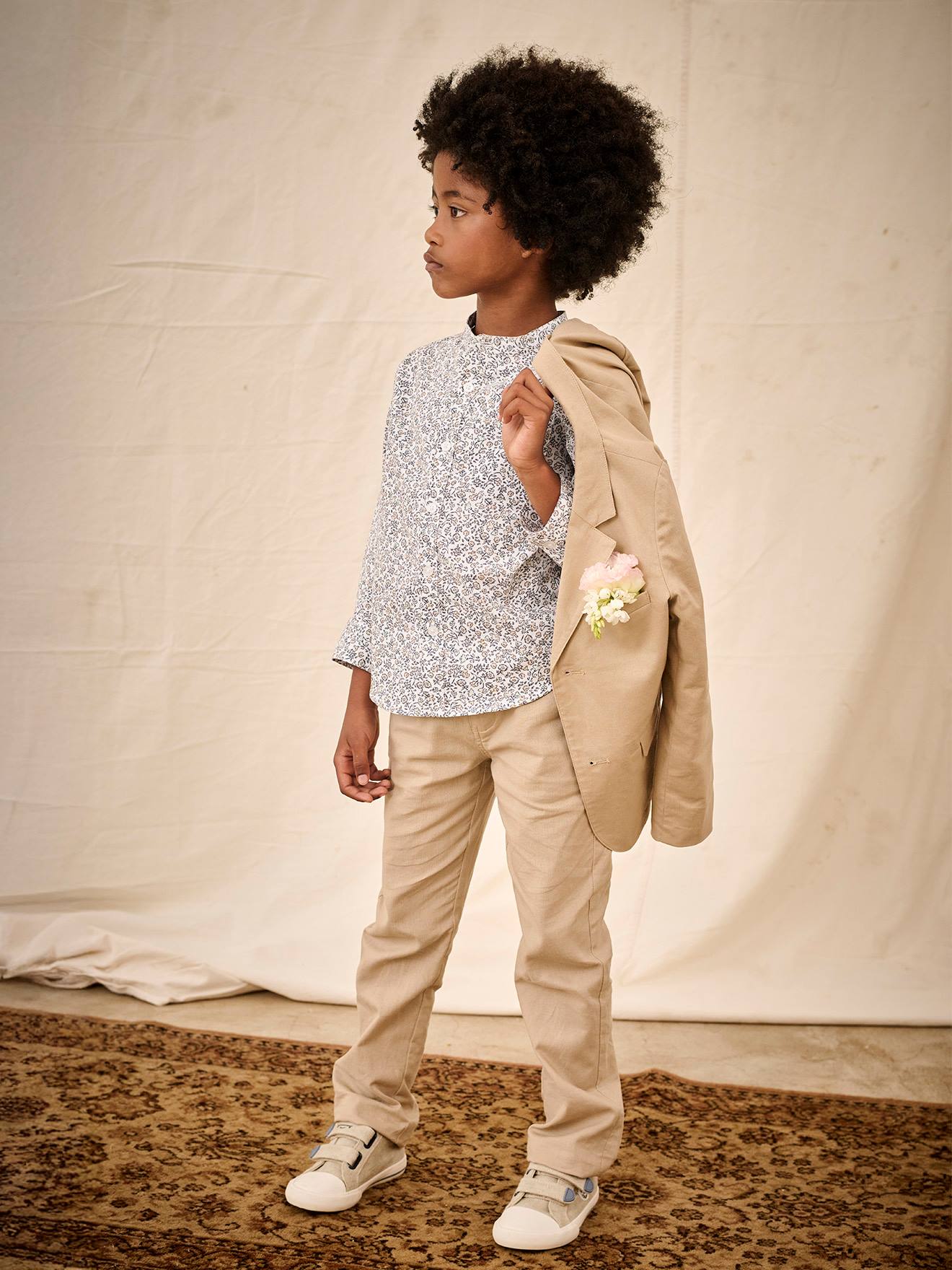 Chinobroek jongens katoen/linnen beige