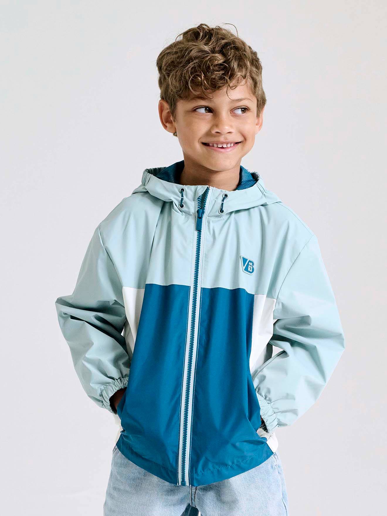 Windjack colorblock voor jongens blauwgroen afbeelding 1