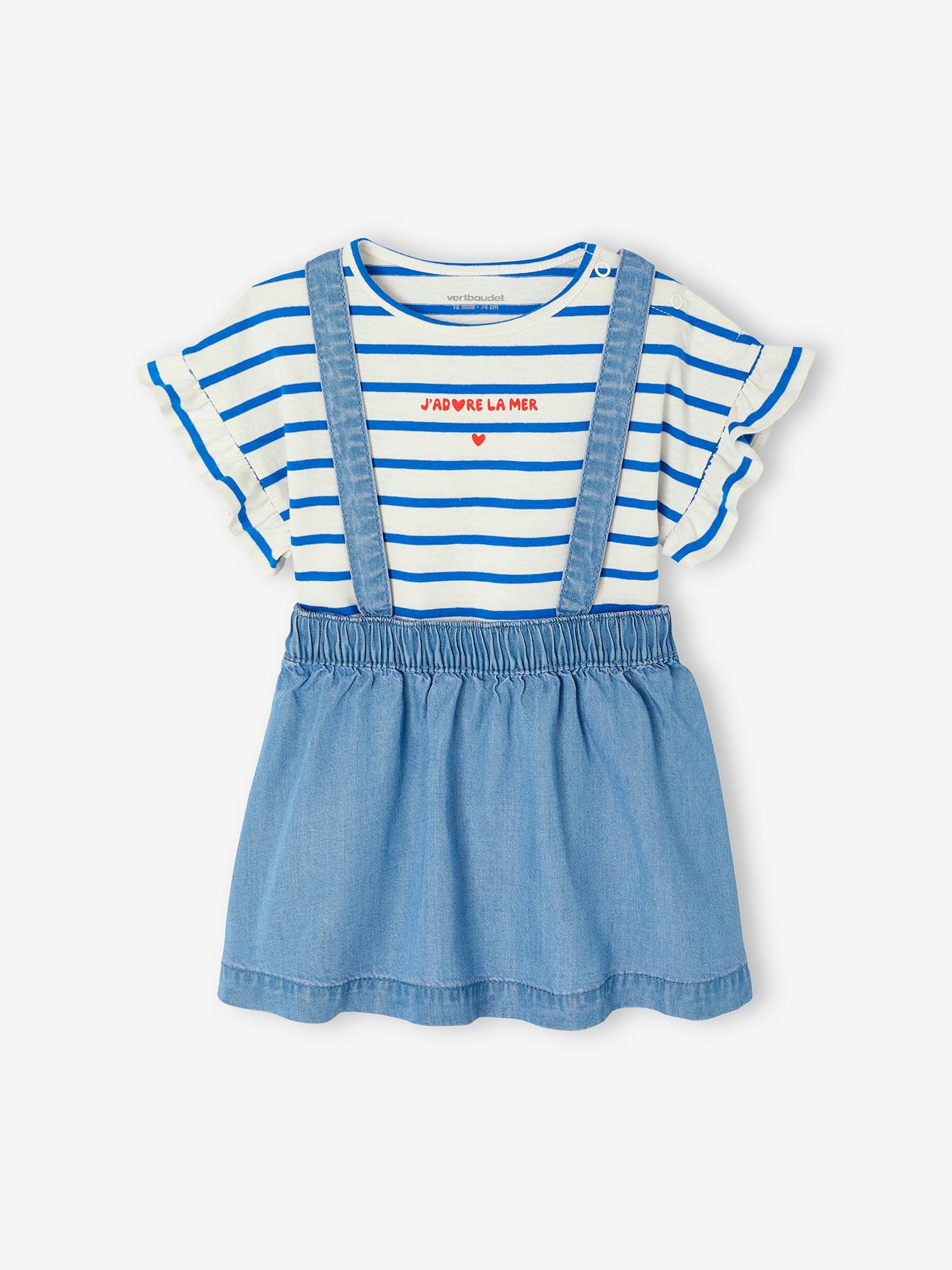 T-shirt + rok met bretels babyset double stone