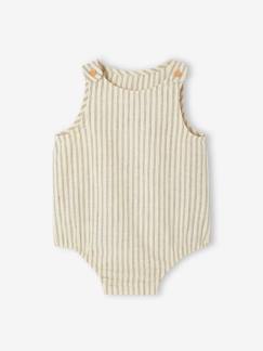 Baby-Salopette, jumpsuit-Gemêleerd gestreept babyrompertje van katoen/linnen
