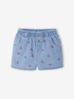 -Baby denim short met madeliefborduursel