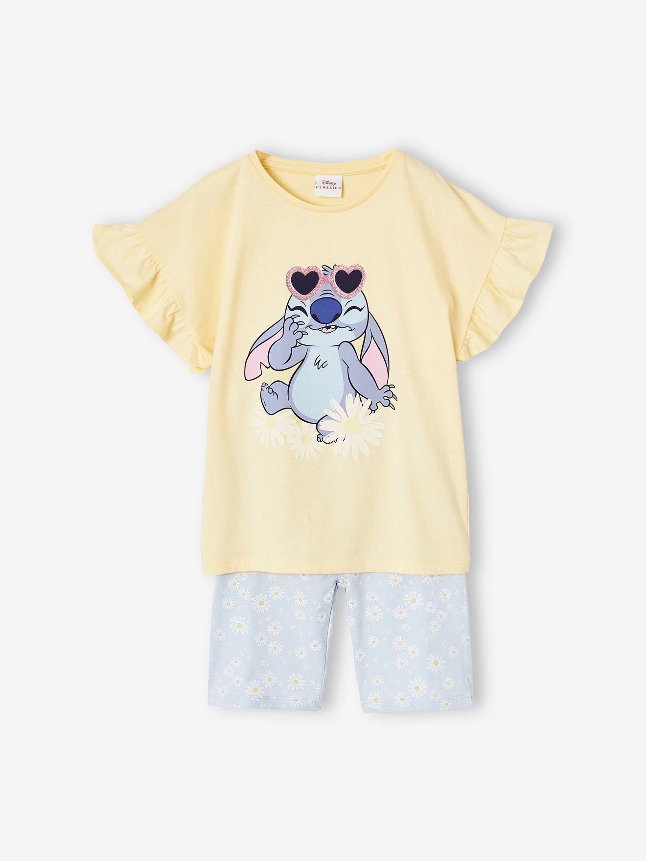 Disney® Stitch set met T-shirt + fietsbroek pastelgeel