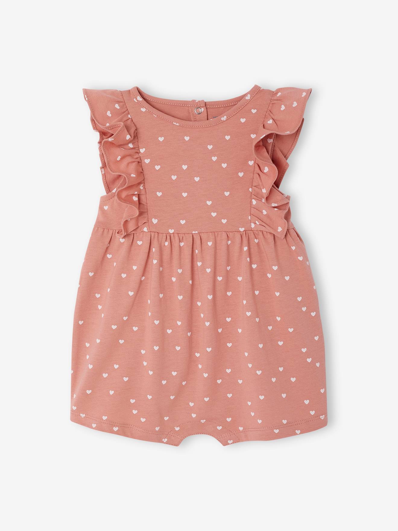 Babyromper Basics met geruite mouwtjes rozen