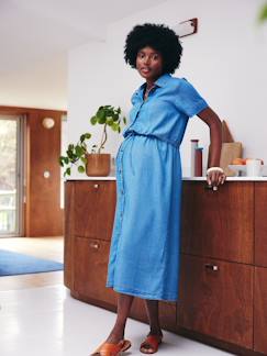 -Lange shirtjurk in lyocell voor zwangerschap en borstvoeding