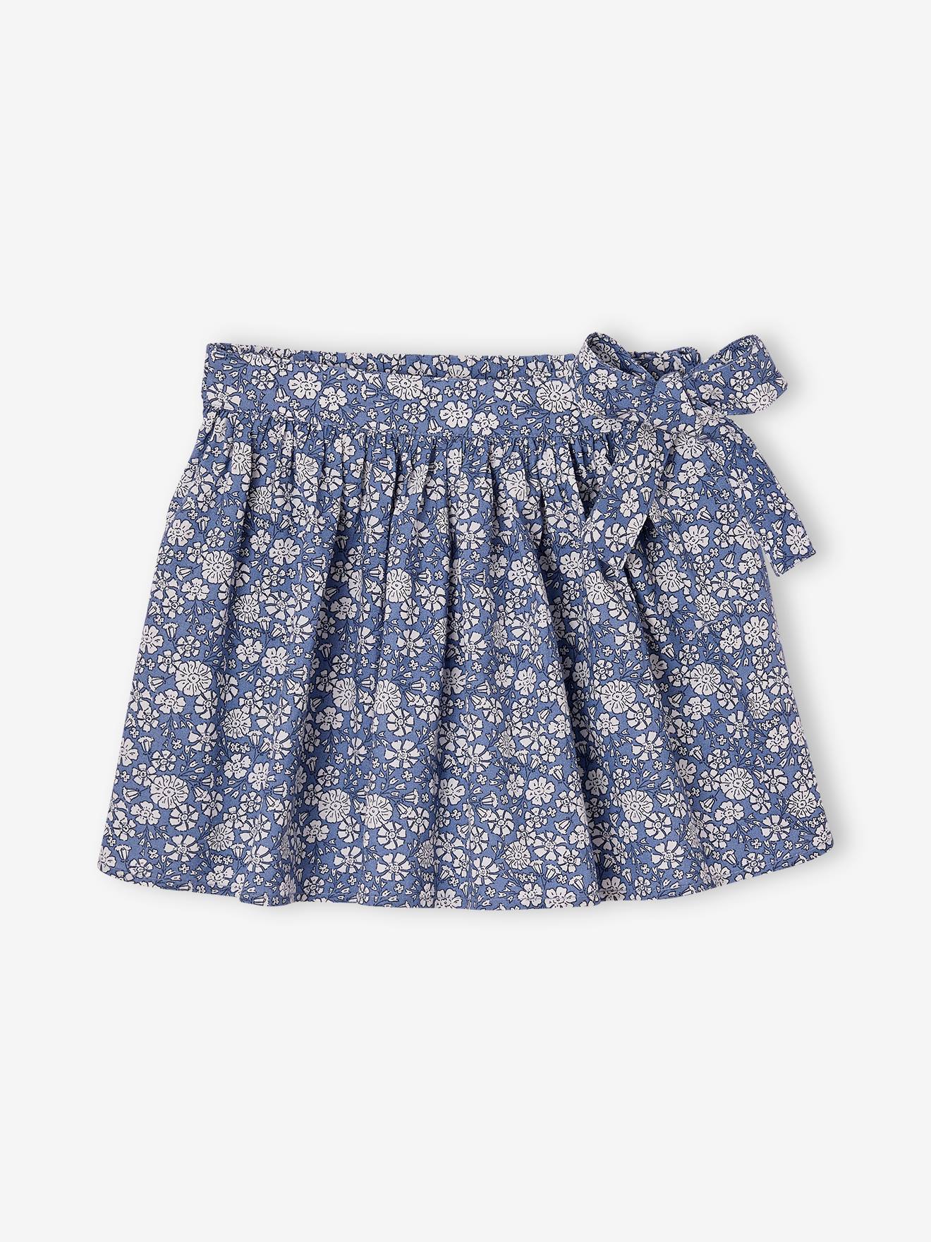 Bedrukt broekrokje voor meisjes chambrayblauw