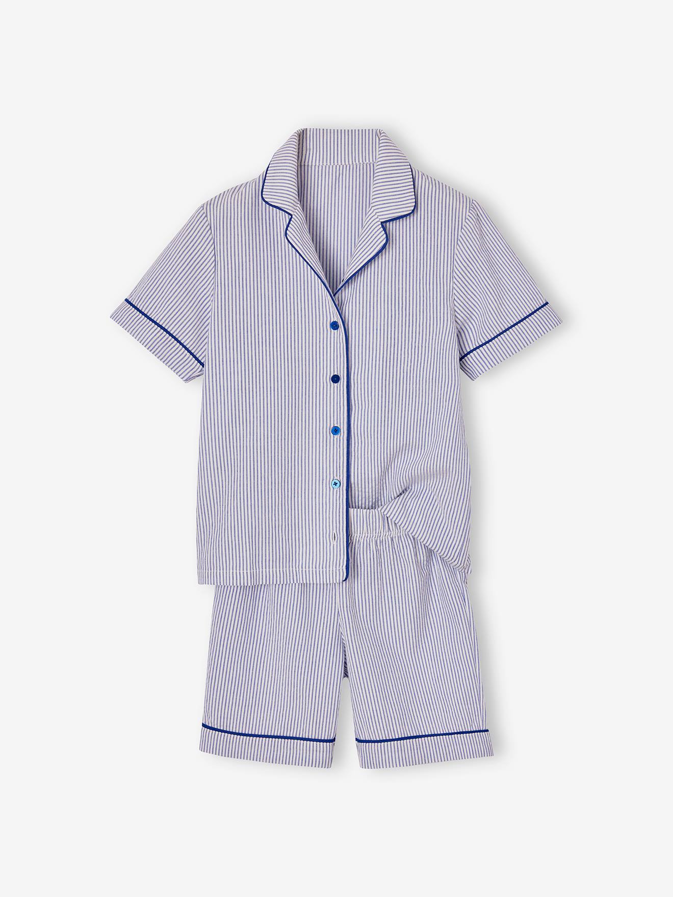 Pyjamabroek in popeline voor jongens felblauw