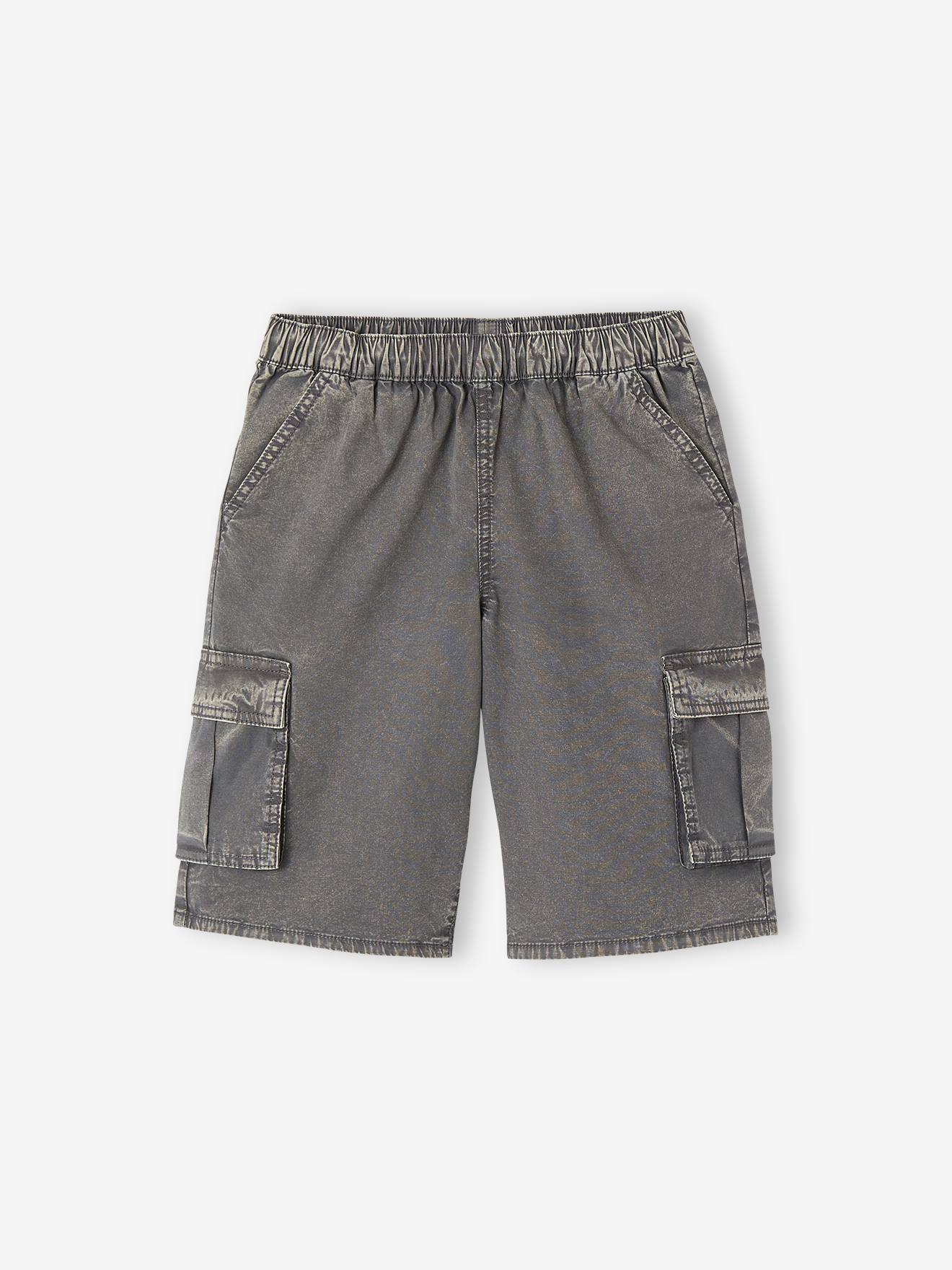 Bermuda battle met een verbleekte look voor jongens antraciet