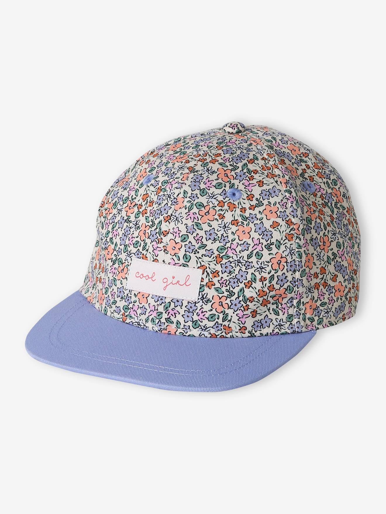 Gebloemde meisjespet blauw