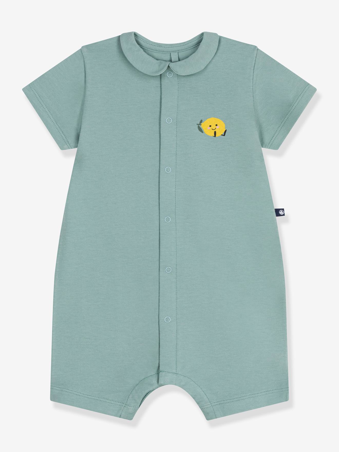 Kort boxpakje voor baby's met rond kraagje PETIT BATEAU saliegroen afbeelding