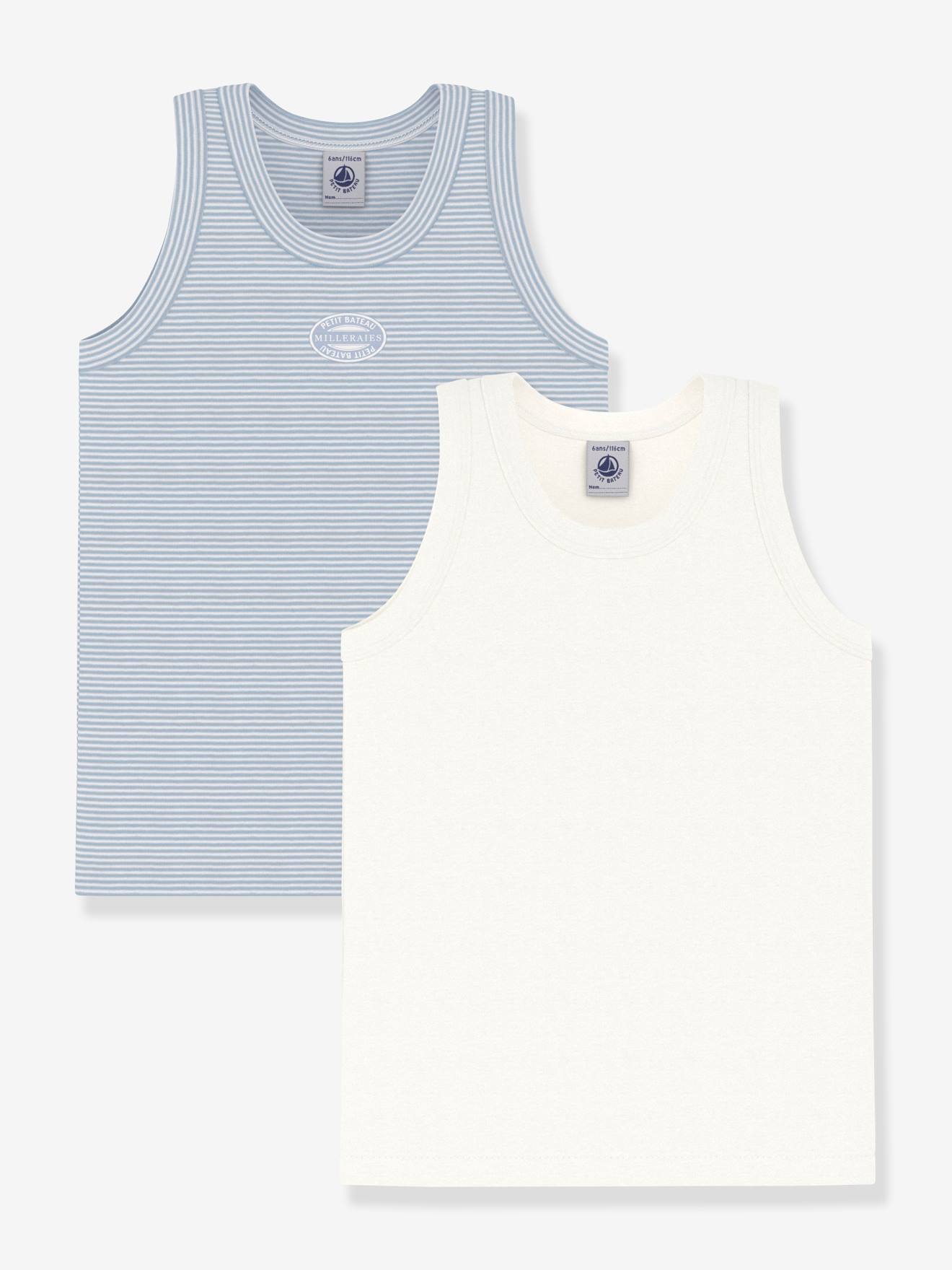 Set van 2 katoenen tanktops voor kinderen PETIT BATEAU wit afbeelding