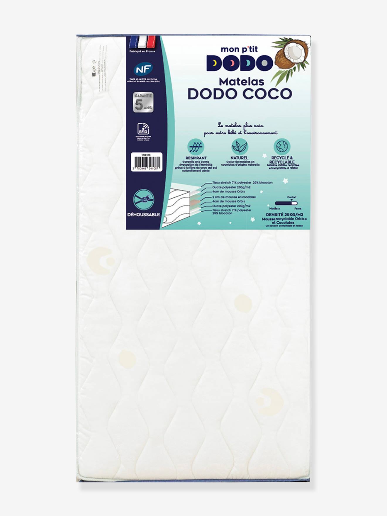 Babymatras met afneembare hoes Dodococo wit