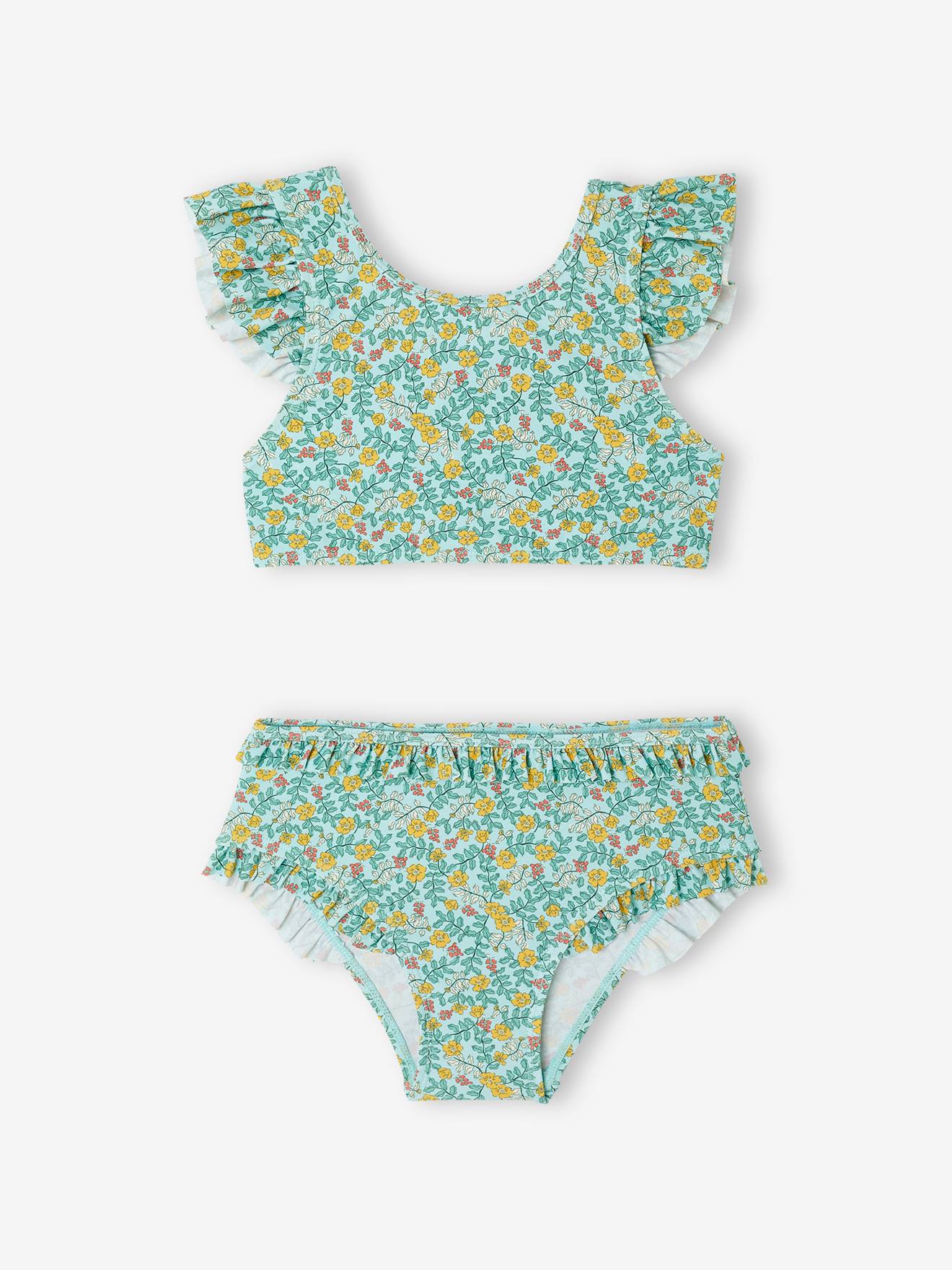 2-delige meisjessweater met bloemen hemelsblauw