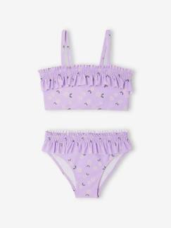 Meisje-Badpak-Bikini-2-delige set voor meisjes met smokwerk en ruches, broekje met volants