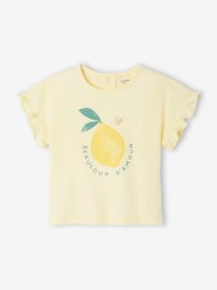 Baby-T-shirt, souspull-Babyshirt met ruches aan de mouwen en fruitmotief