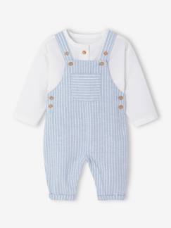 Baby-Babyset-Set overhemd en salopette newborn in linnen en katoen