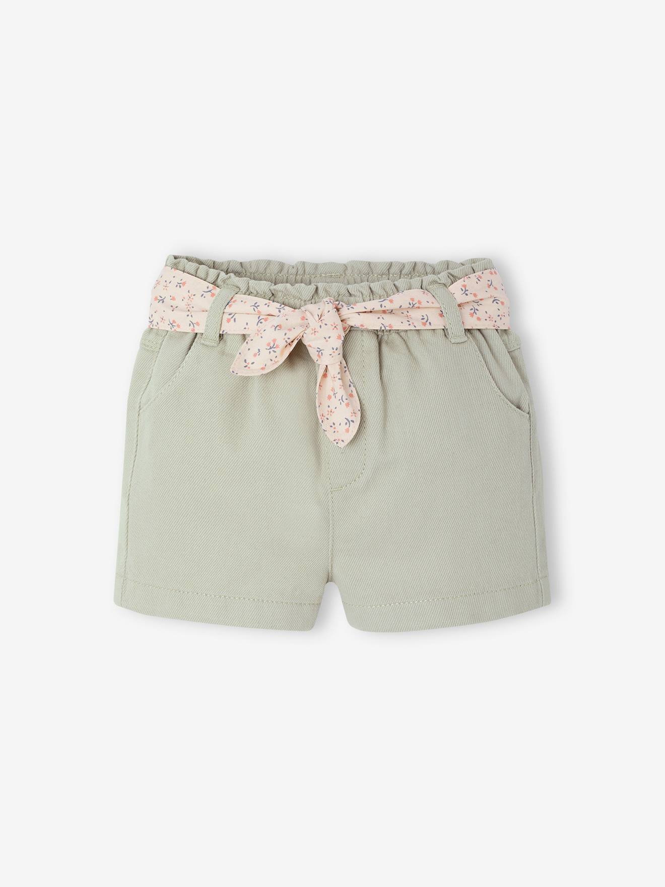 Kort papieren tasje met riem voor baby groengrijs