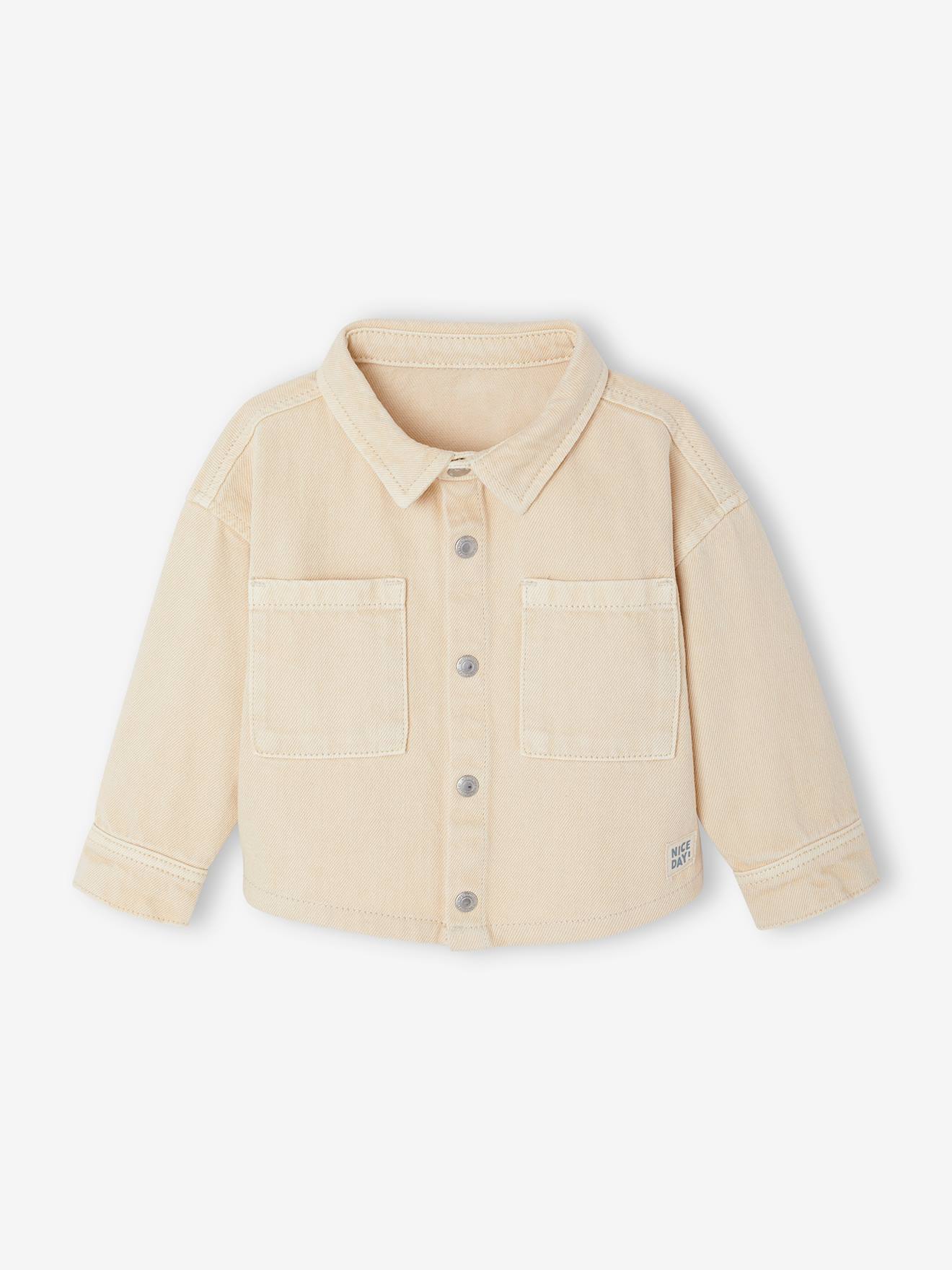 Drukknoop-overhemd voor baby zandbeige