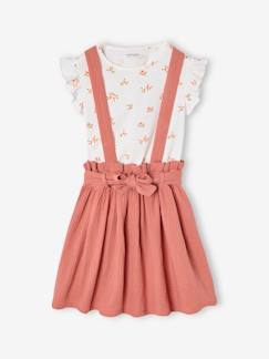Meisje-Set meisjesshirt met strepen + rok van katoengaas
