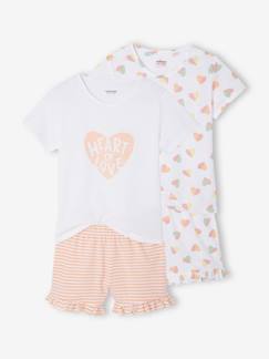 Meisje-Pyjama, surpyjama-Set van 2 pyjamabroeken met hartjes voor meisjes