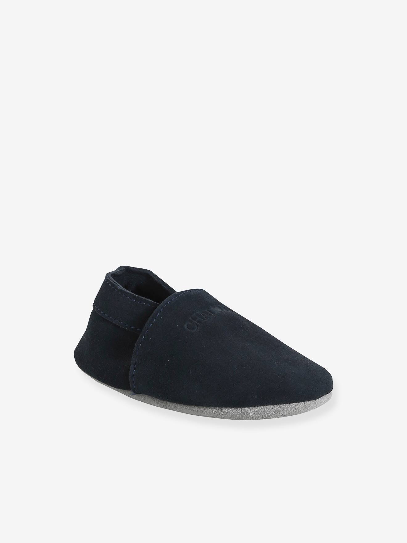 Elastische leren babyschoentjes in soepel leer marineblauw