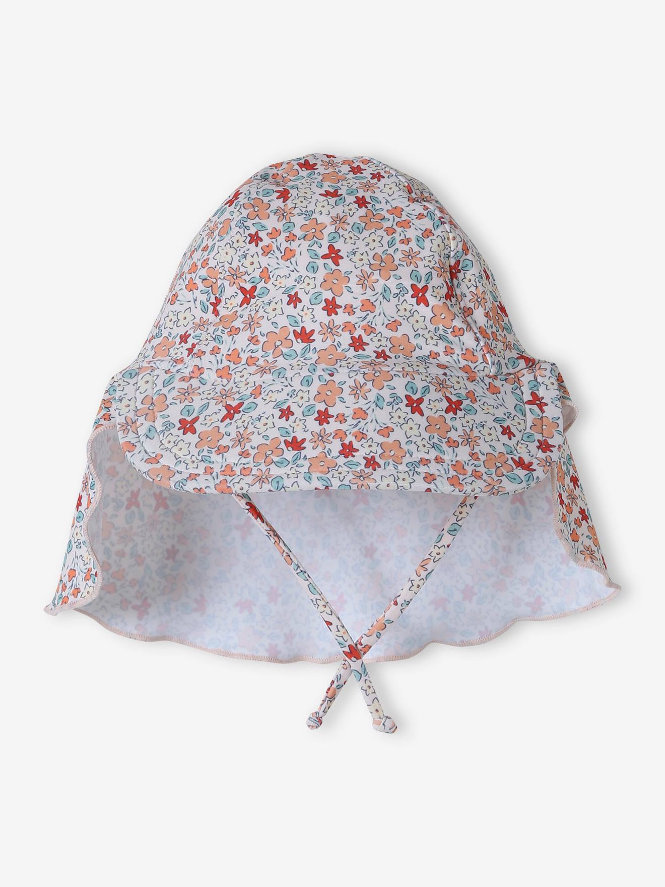Zonneklep voor baby's roze, bedrukt