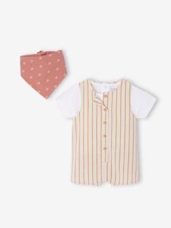 Baby-Babyset-Set bestaande uit T-shirt + bandana + gestreepte korte sweater voor baby