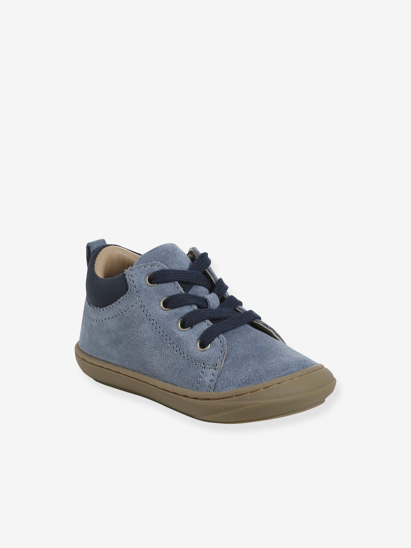 Leren babylaarsjes met veters voor de eerste stapjes veel blauw