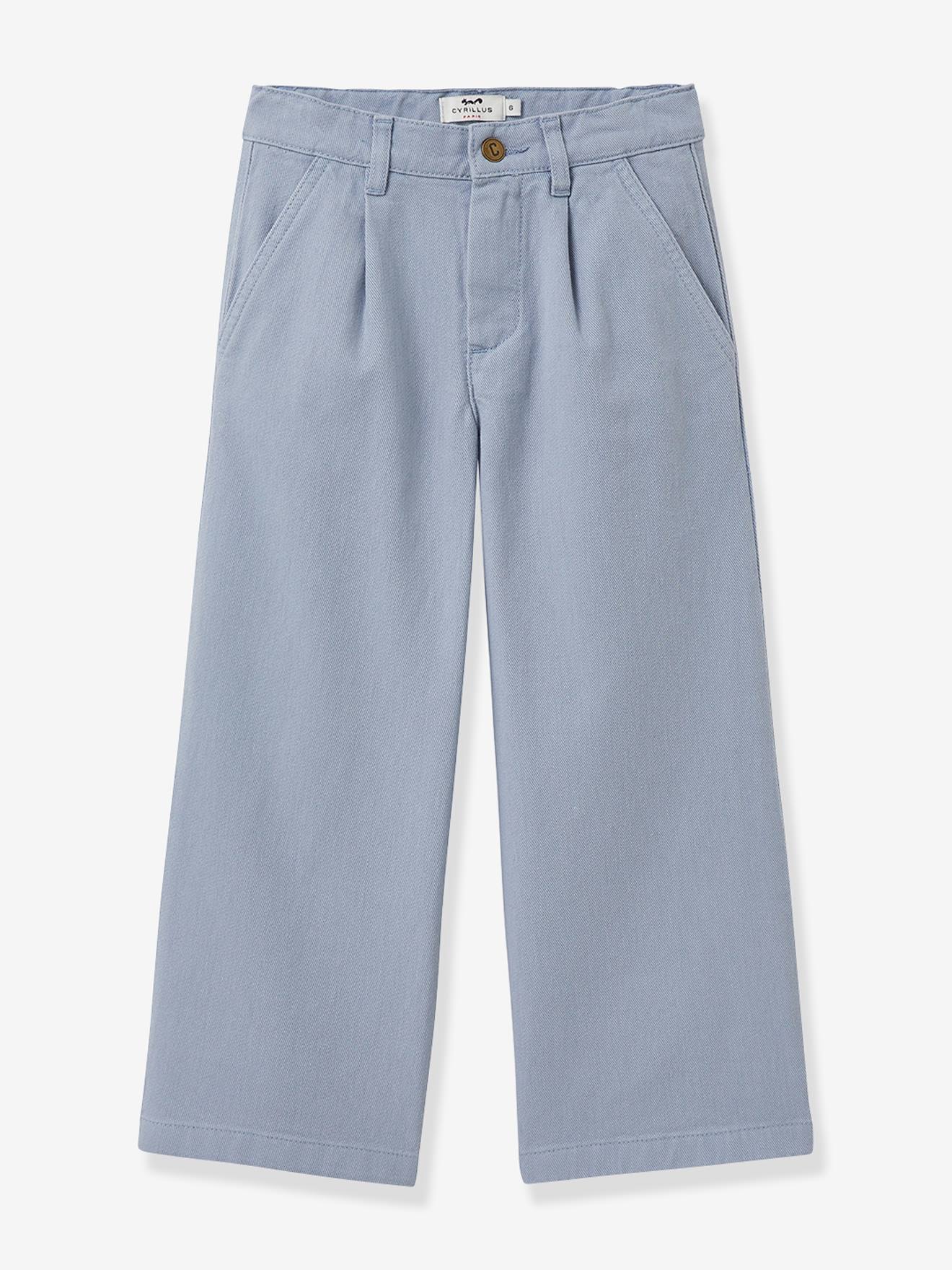 Wijde broek voor meisjes CYRILLUS jeansblauw afbeelding