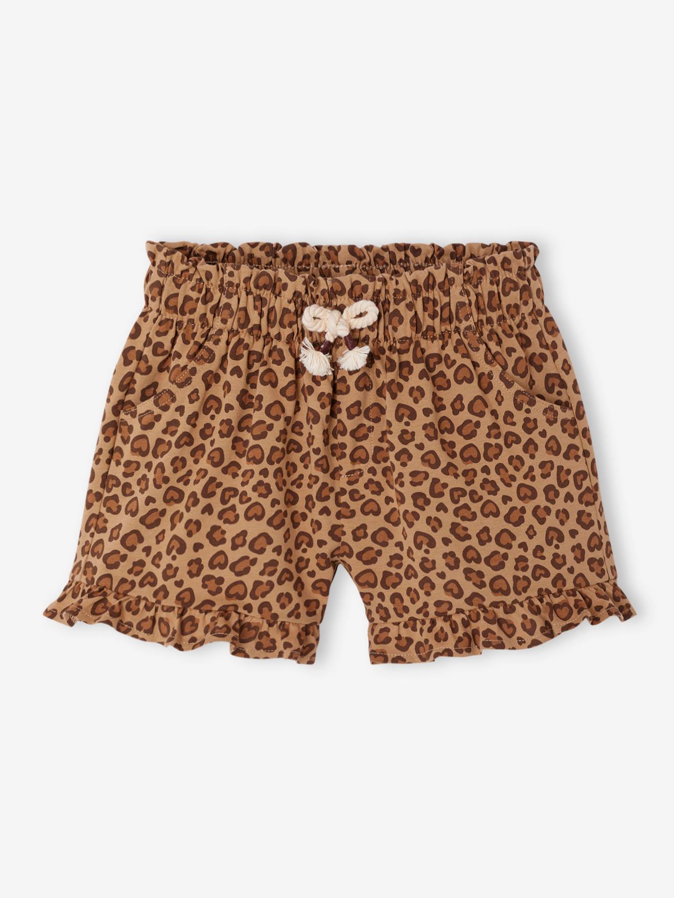 Meisjesshort met ruches beige