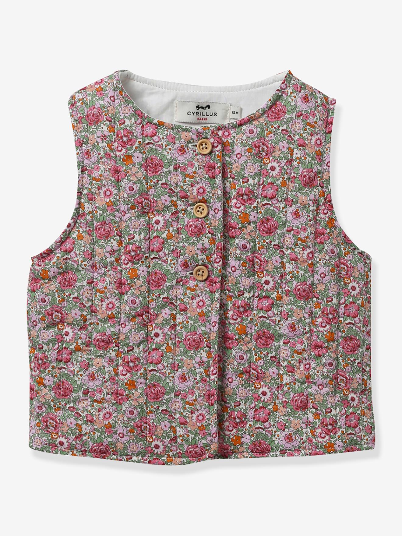 Jas in Liberty®-stof baby CYRILLUS roze, bedrukt afbeelding