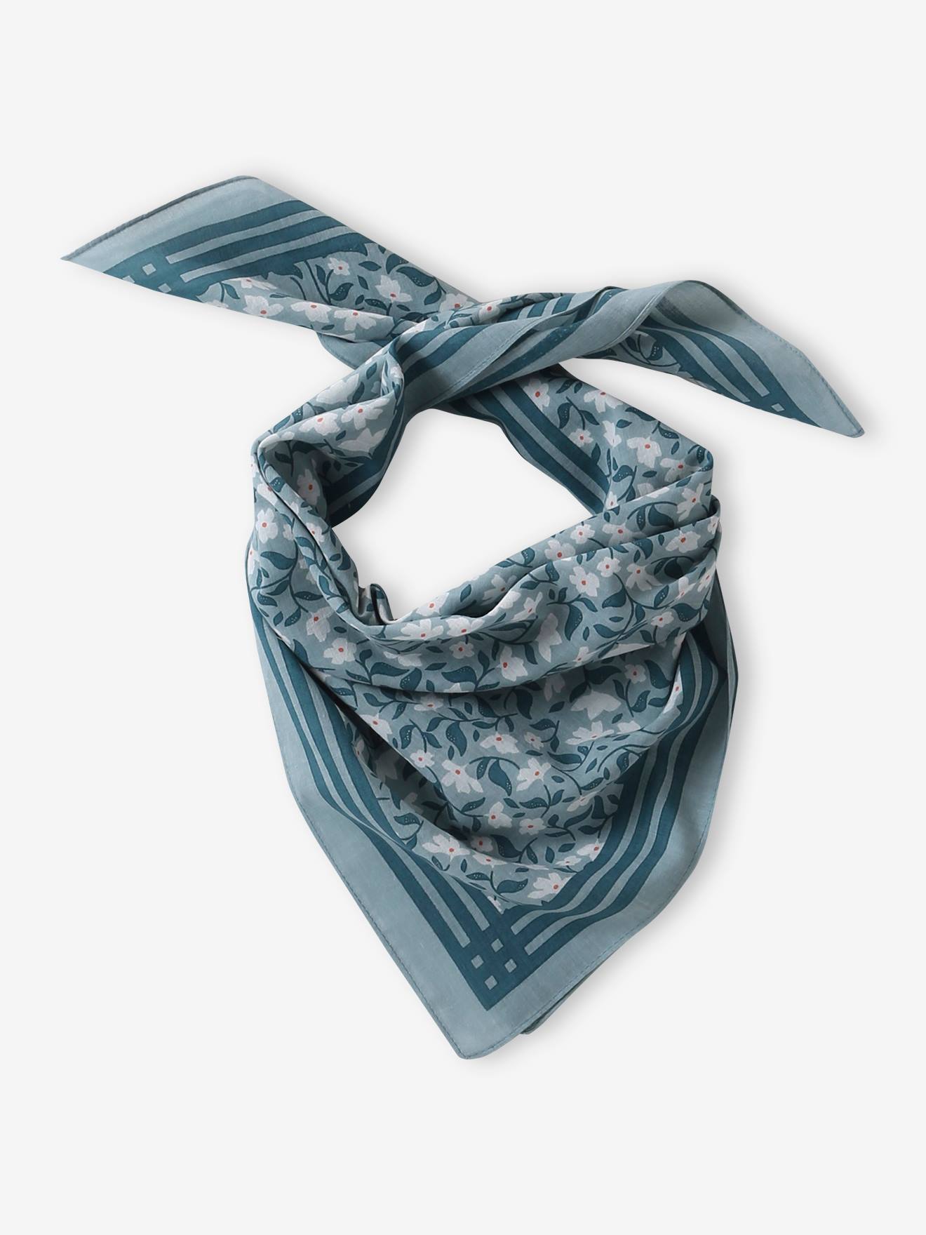 Fleurs-print sjaal voor meisjes grijsblauw