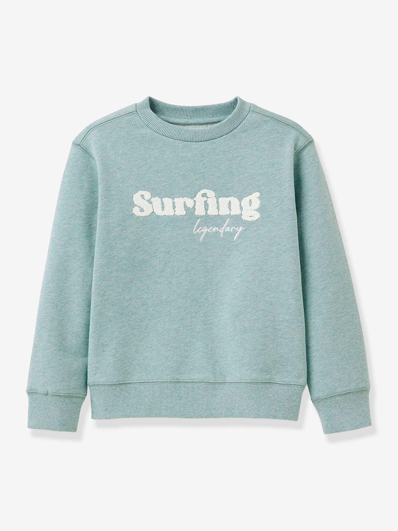 Gemêleerde sweater voor jongens van CYRILLUS blauwgroen afbeelding