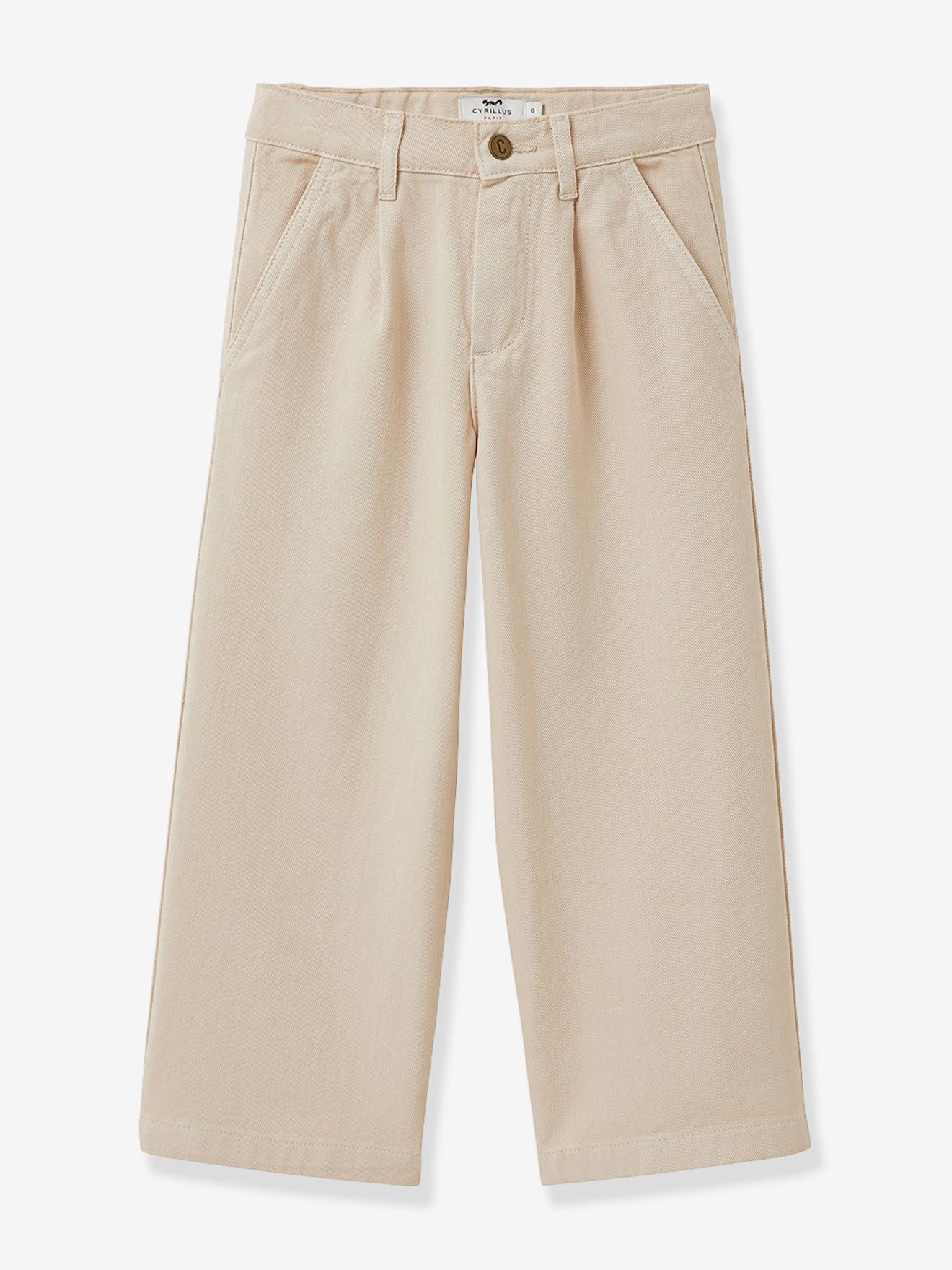 Wijde broek voor meisjes CYRILLUS zandbeige afbeelding