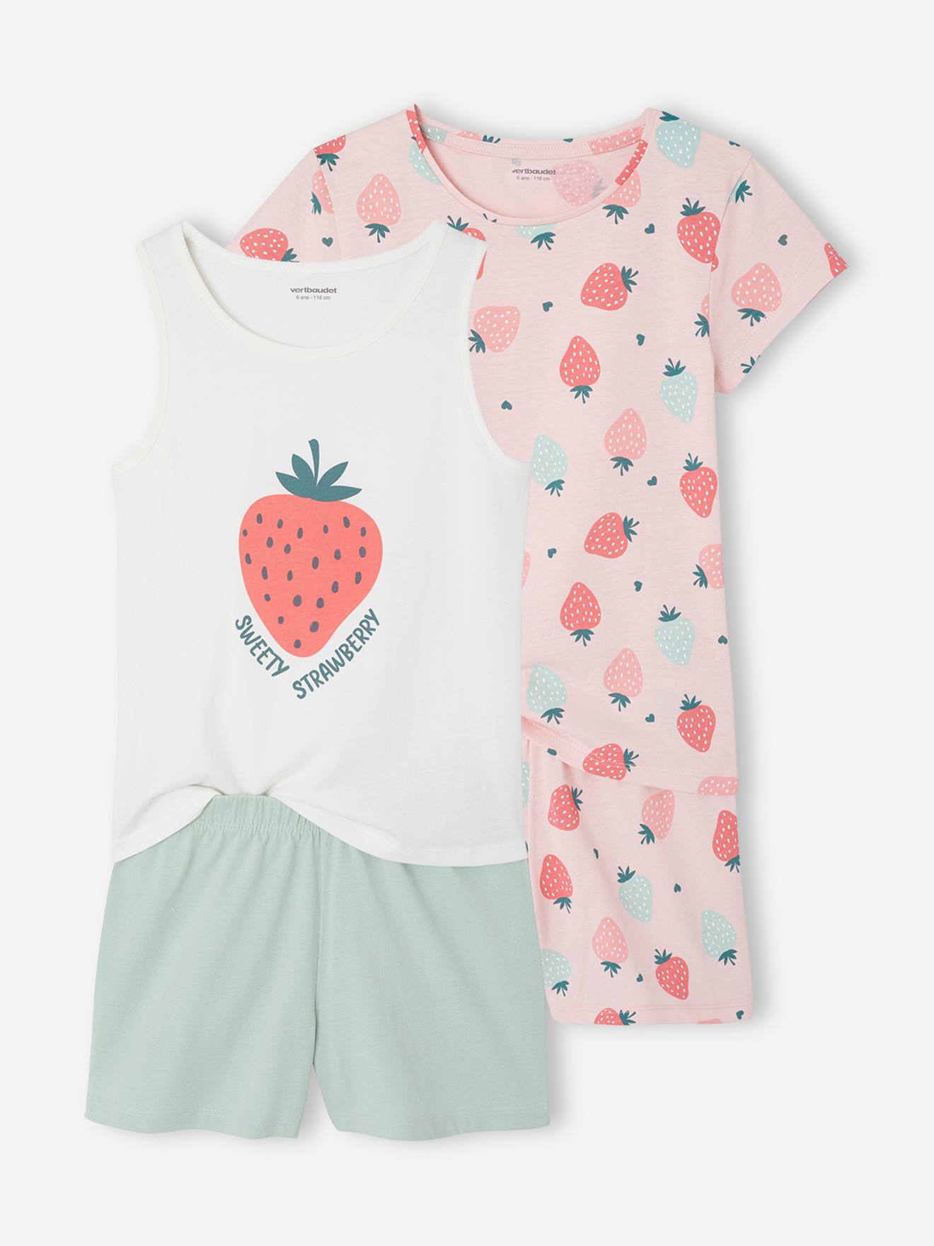 Set van 2 pyjamabroeken voor meisjes rozen
