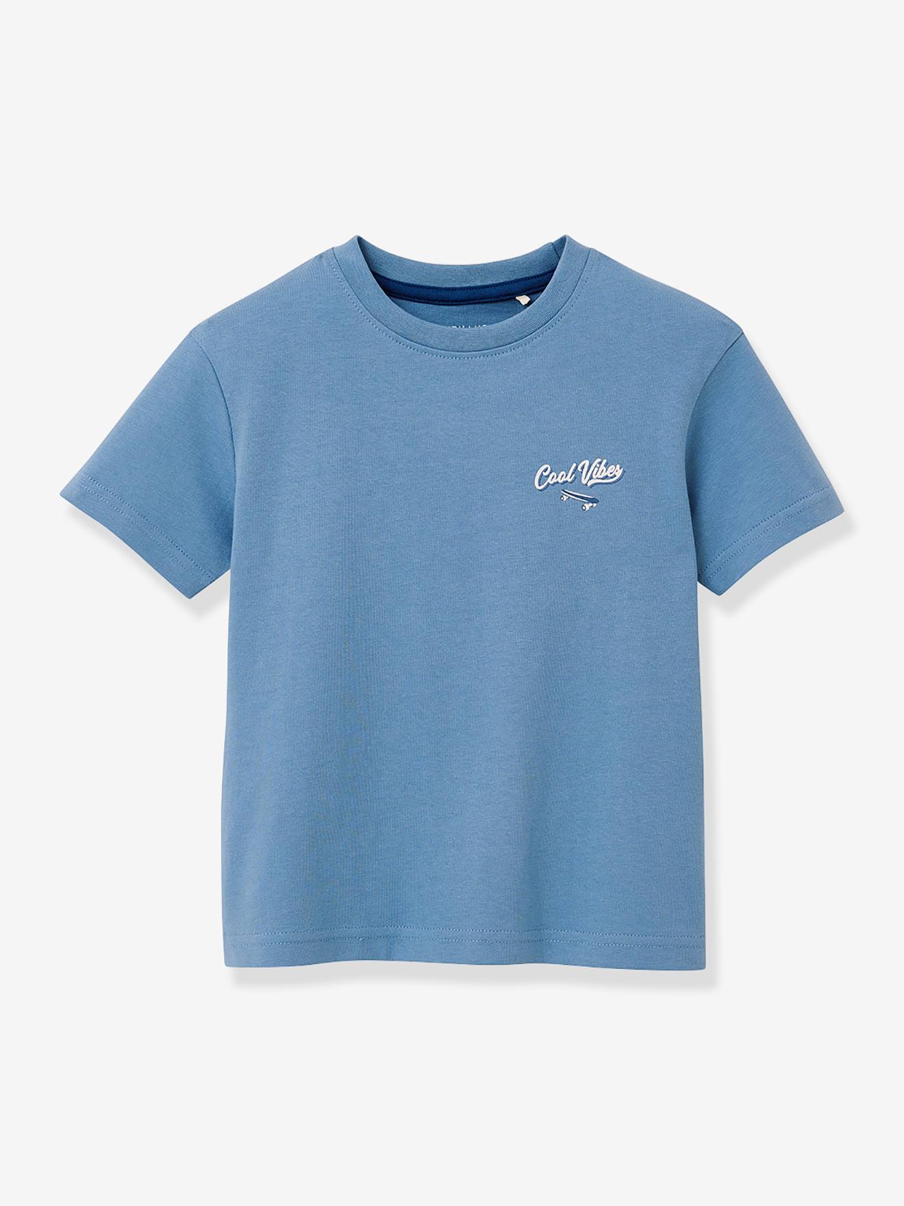 T-shirt met print voor jongens - Biologisch katoen CYRILLUS blauw afbeelding