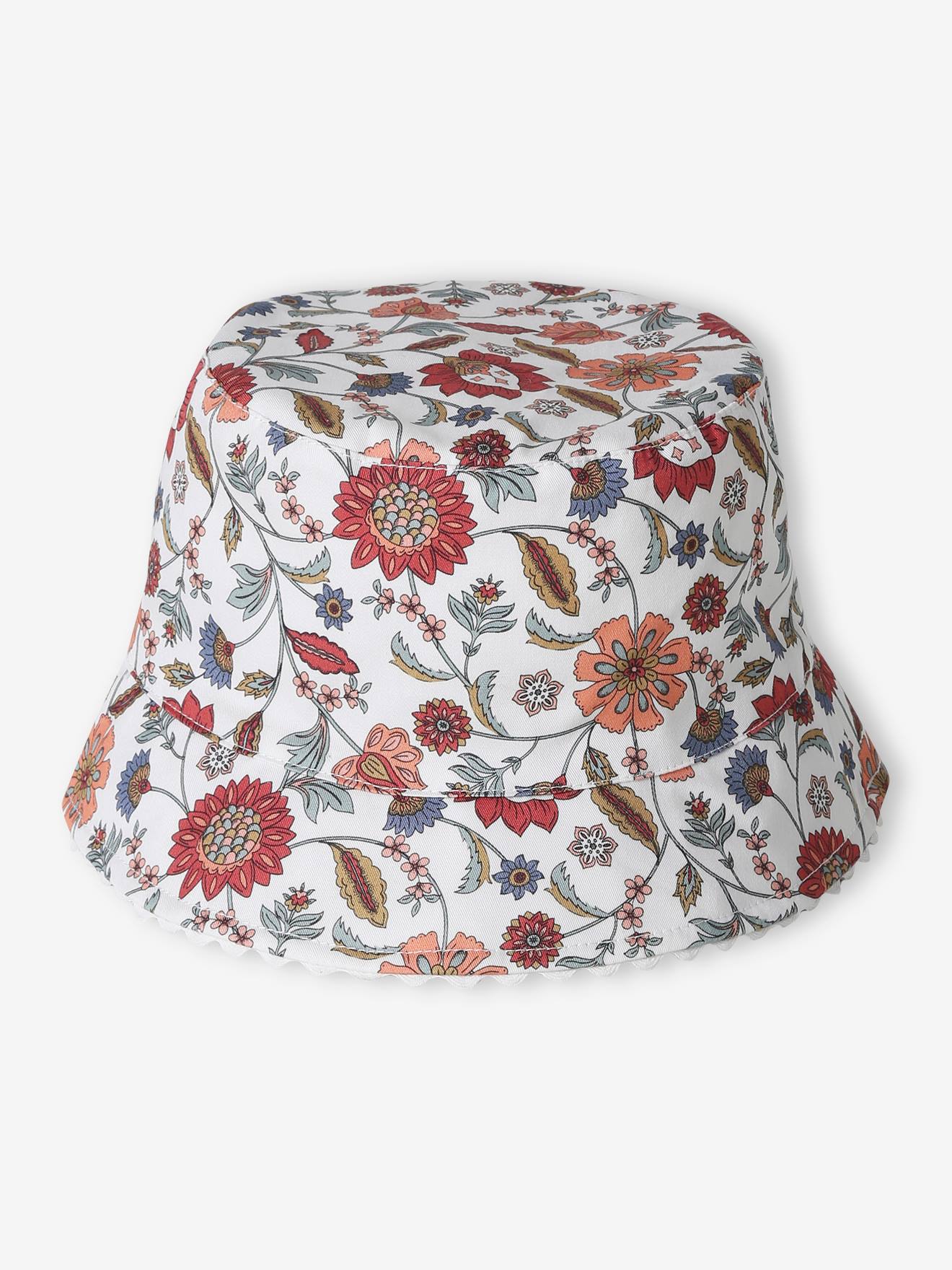 Bob met bloemenprint voor meisjes ecru afbeelding