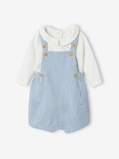 Baby-Salopette, jumpsuit-Geboorteset romper + korte gestreepte tuinbroek
