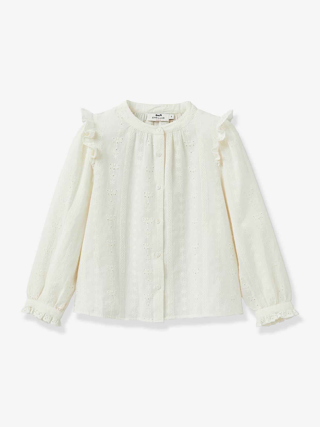 Geborduurde blouse voor meisjes CYRILLUS ecru afbeelding